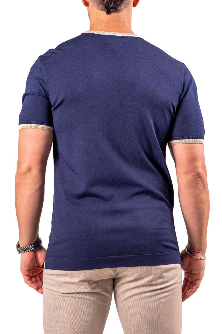 Tipped Short Sleeve Sweater, Alternate, color, BLUE