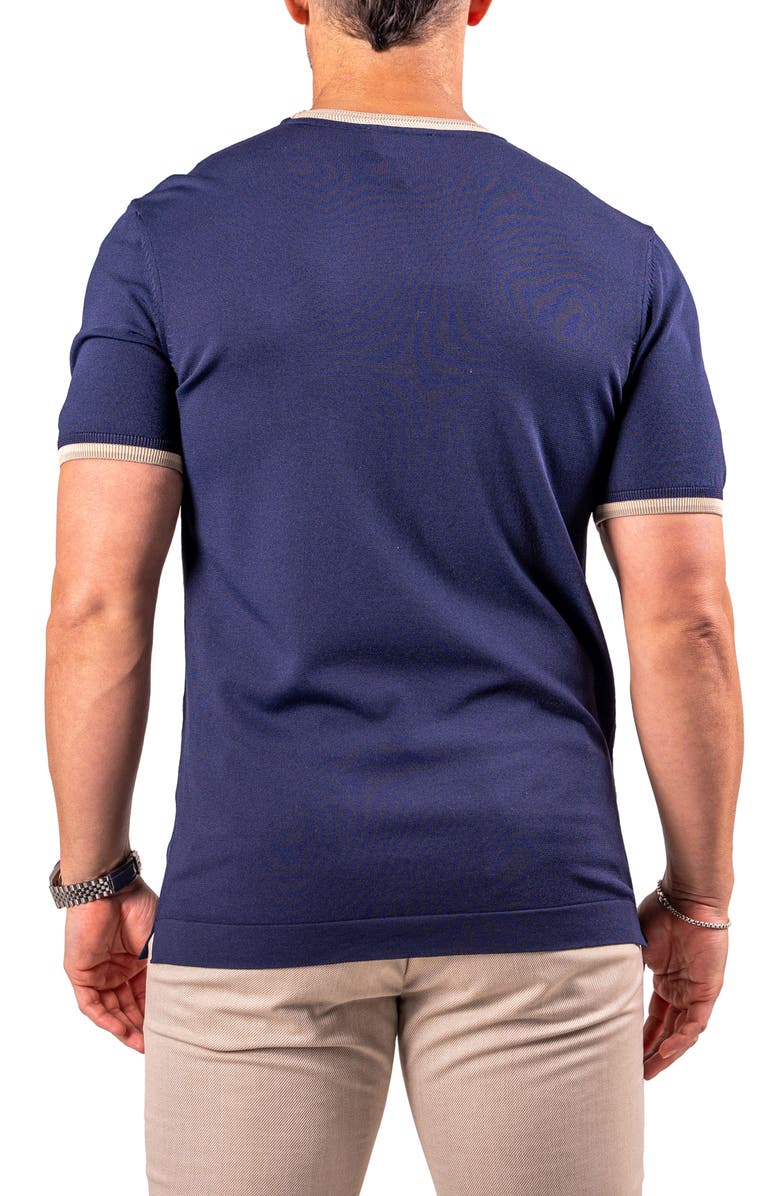 Maceoo Tipped Short Sleeve Sweater, Alternate, color, Blue