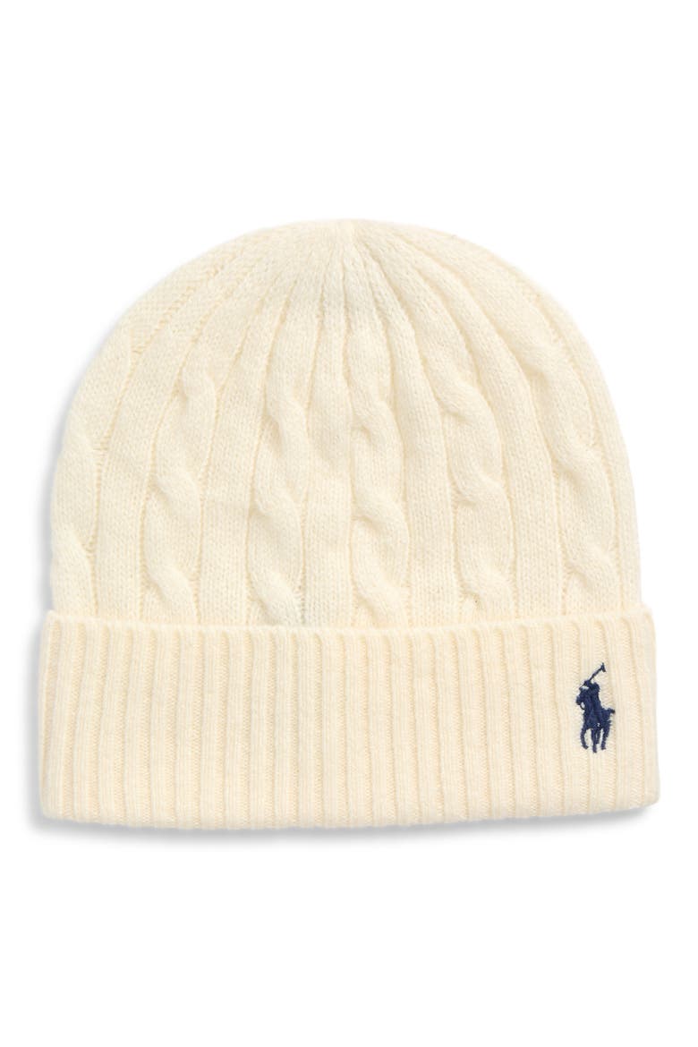 Wool & Cashmere Cable Beanie, Main, color, ANDOVER CREAM
