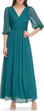 DKNY Ruched Balloon Sleeve A-Line Dress