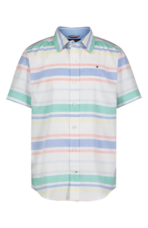 Kids' Stripe Short Sleeve Button-Up Shirt (Big Kid)
