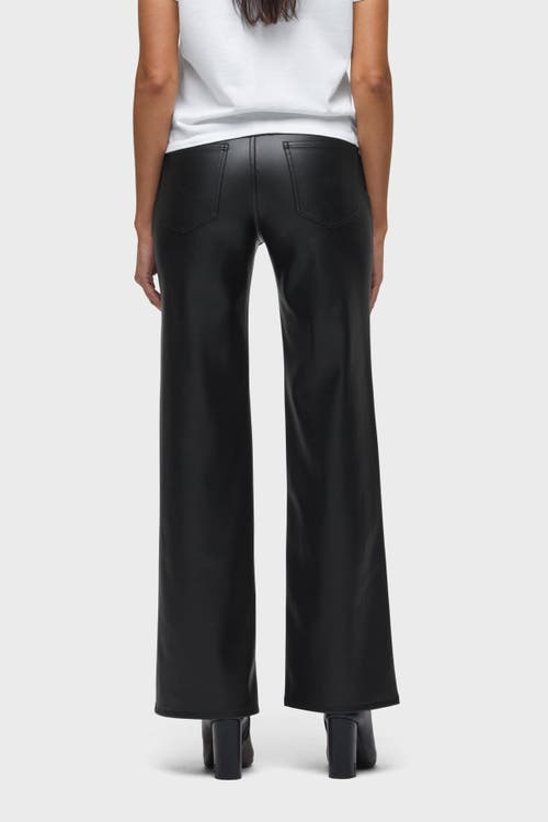 Hudson Rosie High Rise Wide Leg Faux Leather Jeans In Black In Black