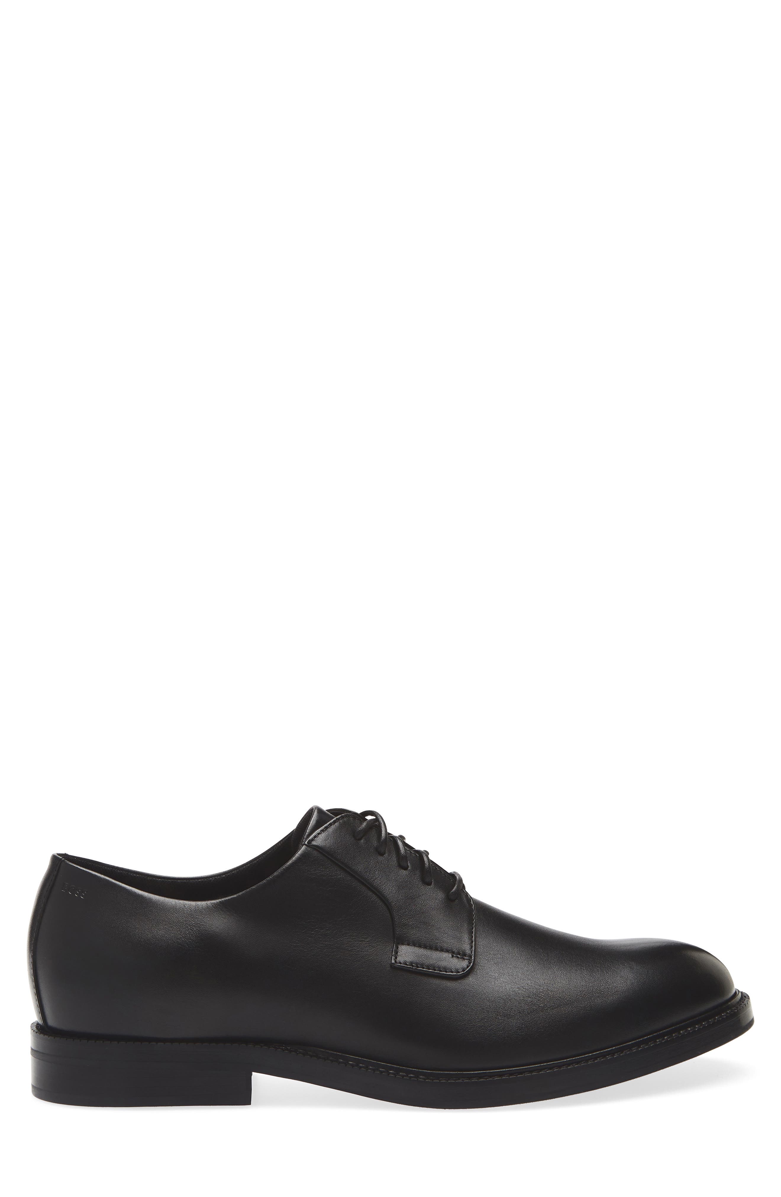 BOSS Dresletic Leather Plain Toe Derby, Alternate, color, Black