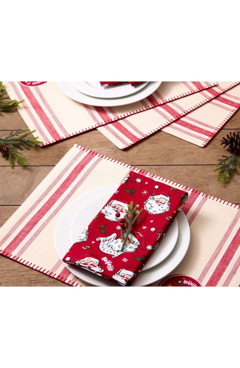 Design Imports Jolly Santa Embellished Set of 4 Placemats, Alternate, color, Jolly Santa