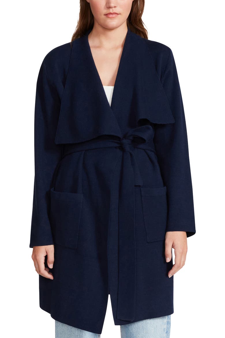 BB Dakota Drape Front Cardigan Coat, Main, color, OILSLICK
