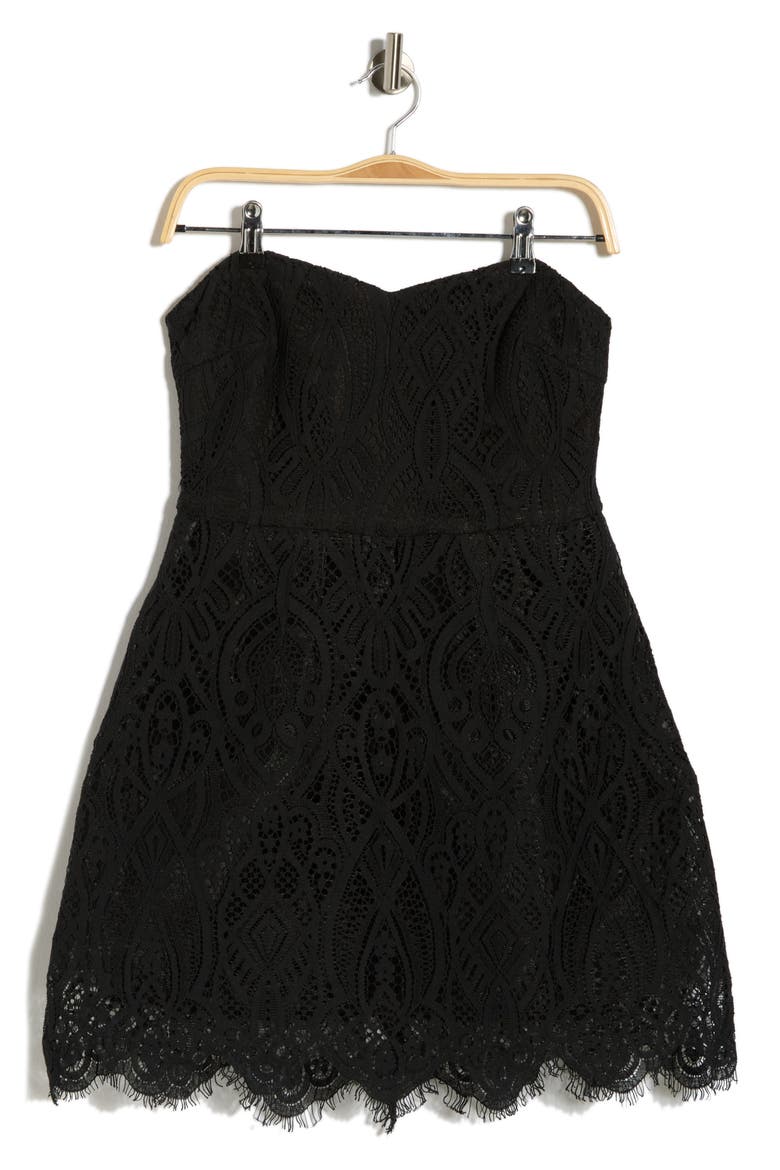 Ines Lace Corset Minidress, Alternate, color, BLACK