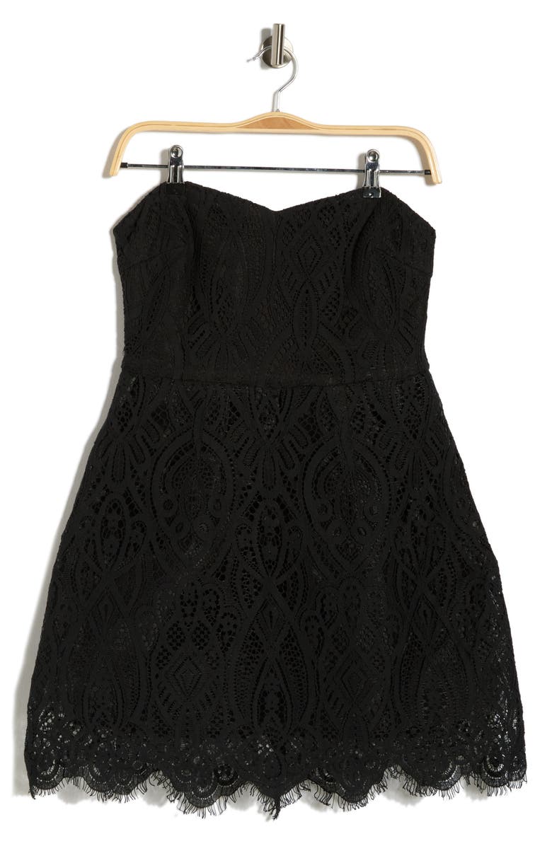Lulus Ines Lace Corset Minidress, Main, color, Black