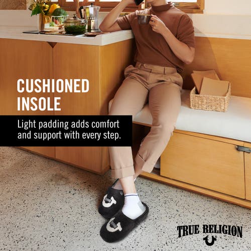 True Religion Rhinestone Indoor House Slippers In Black