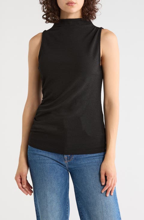 Textured Boat Neck Sleeveless Top