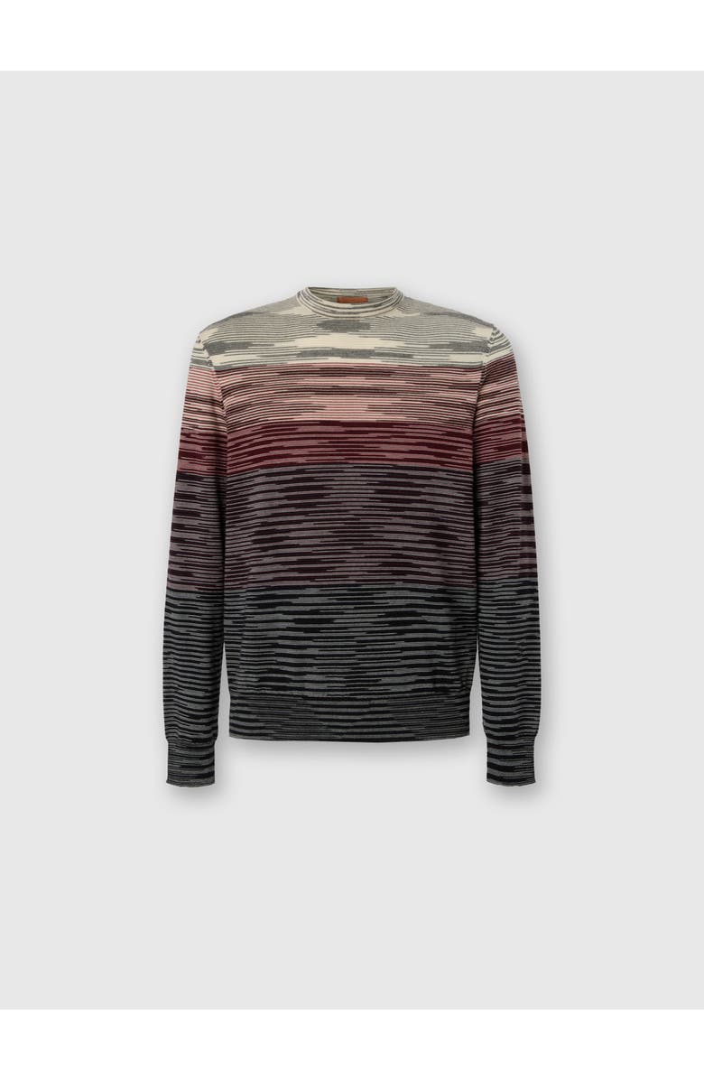 Missoni Crew Neck Sweater In Pure Flame Wool, Main, color, Beige & Burgundy