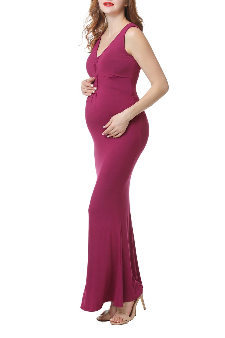Edrei Maternity Mermaid Gown, Main, color, BERRY