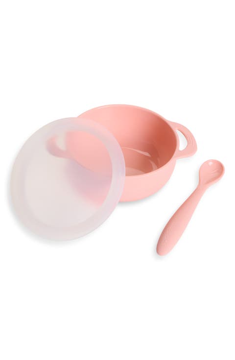 Suction Silicone Bowl with Spoon & Lid