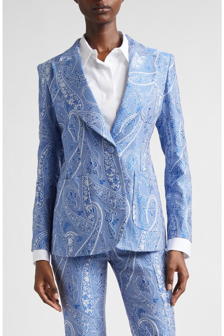 Microcheck Embroidered Paisley Jacket, Main, color, MULTICOLOUR ON BLUE BASE