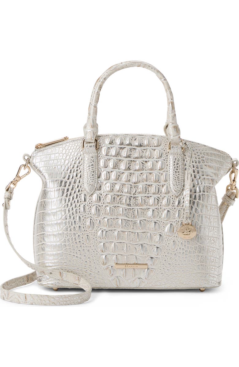 Brahmin Duxbury Croc Embossed Leather Satchel, Main, color,