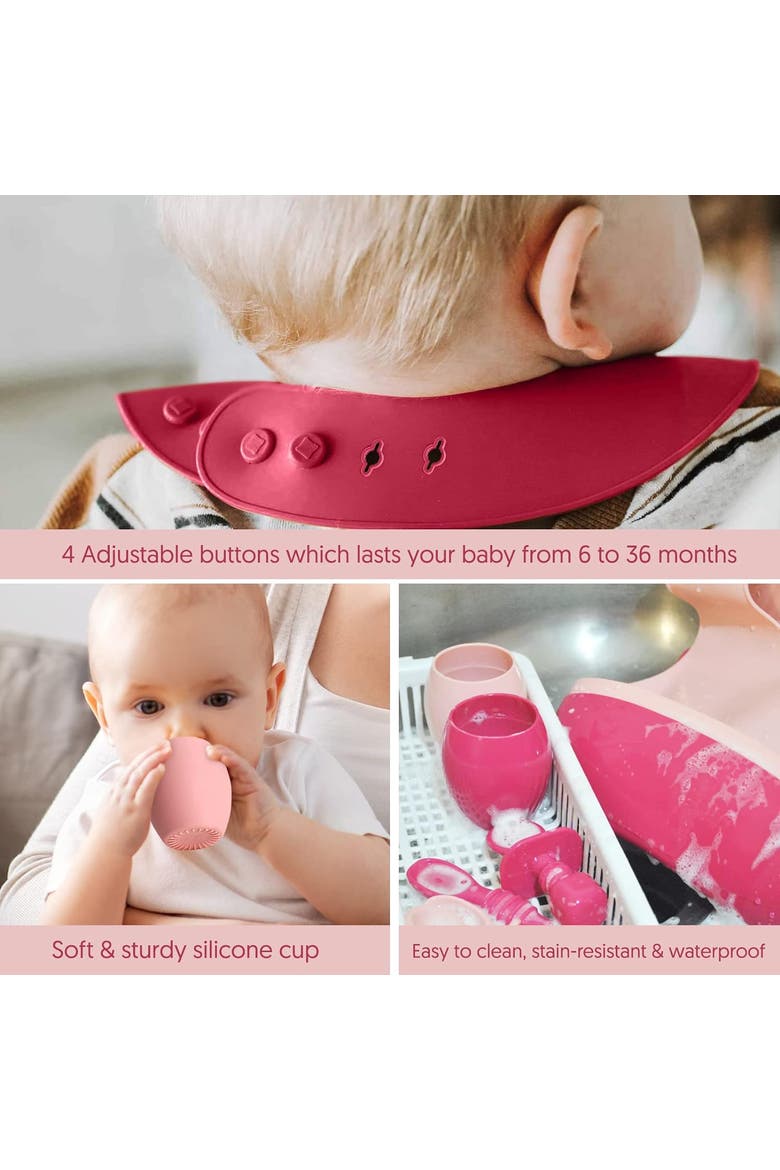 Baby Silicone Feeding Set 8-Piece, Alternate, color, Light & Dark Pink
