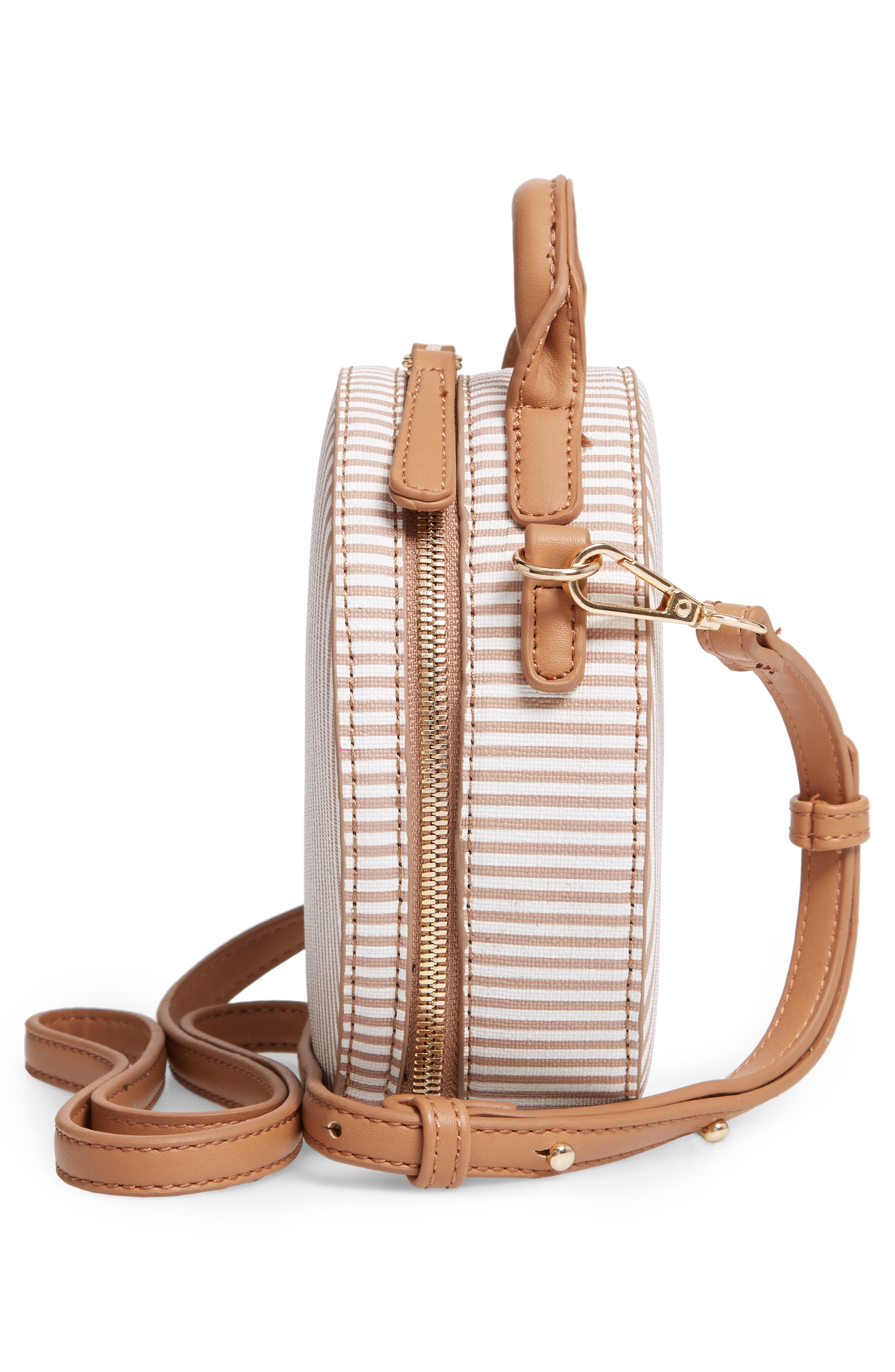 Semi Round Faux Leather Bag, Alternate, color, NUDE/ WHITE