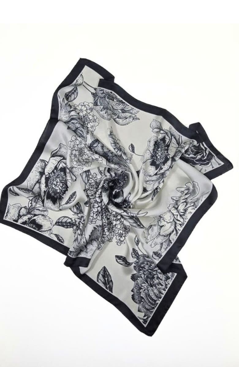 ELLIAN Floral Print Square Satin Scarf, Alternate, color,