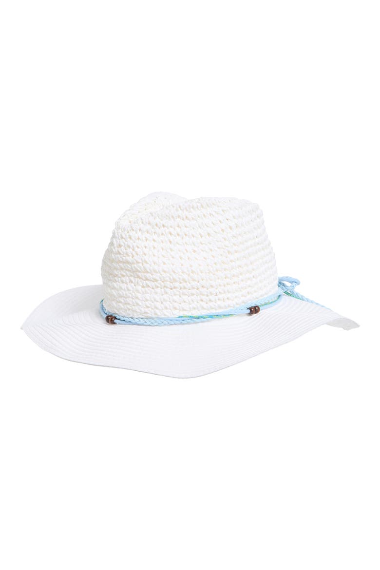 Crochet Straw Bucket Hat, Main, color, WHITE