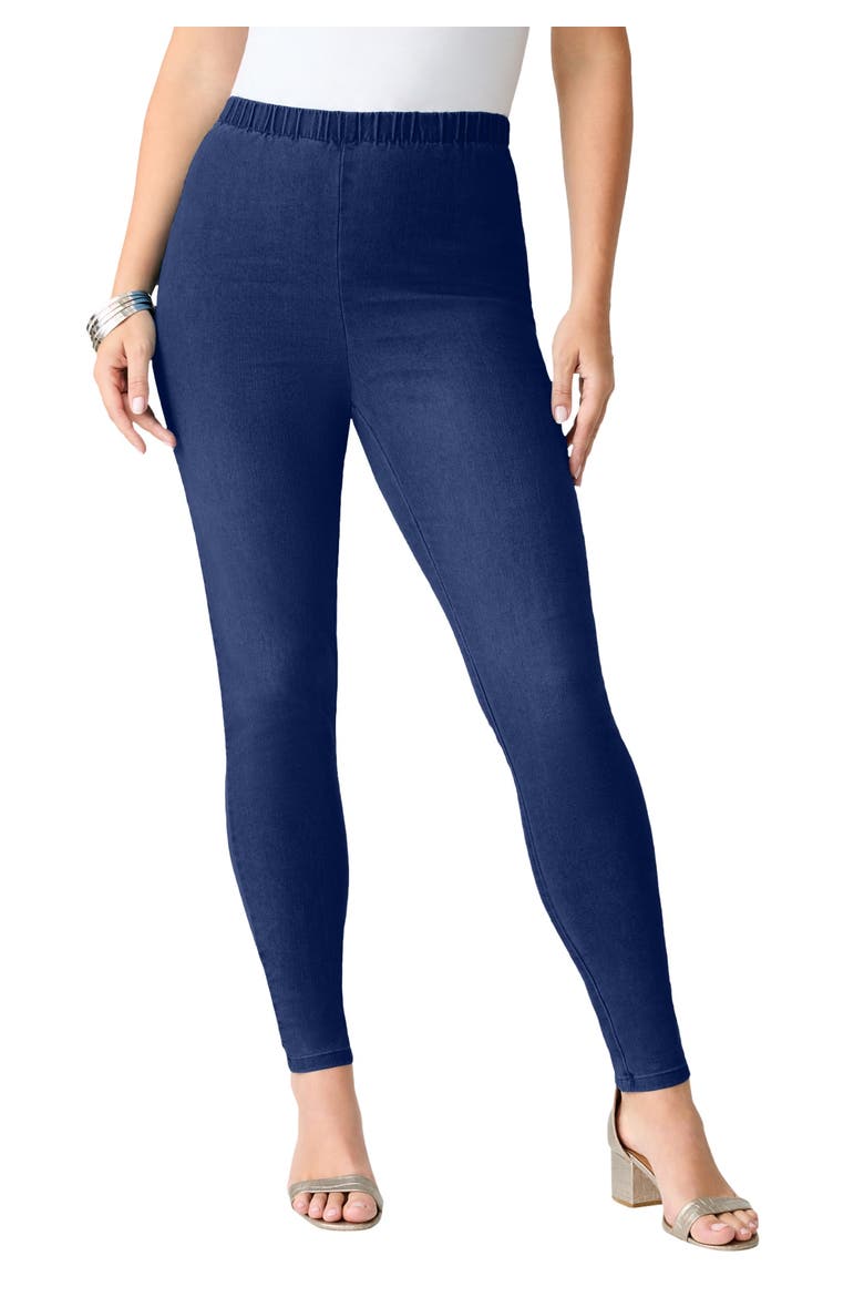 Plus Size Comfort Stretch Slim Leg Jean, Main, color, DARK WASH SANDED
