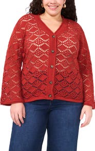 Vince Camuto Pointelle Cotton Cardigan