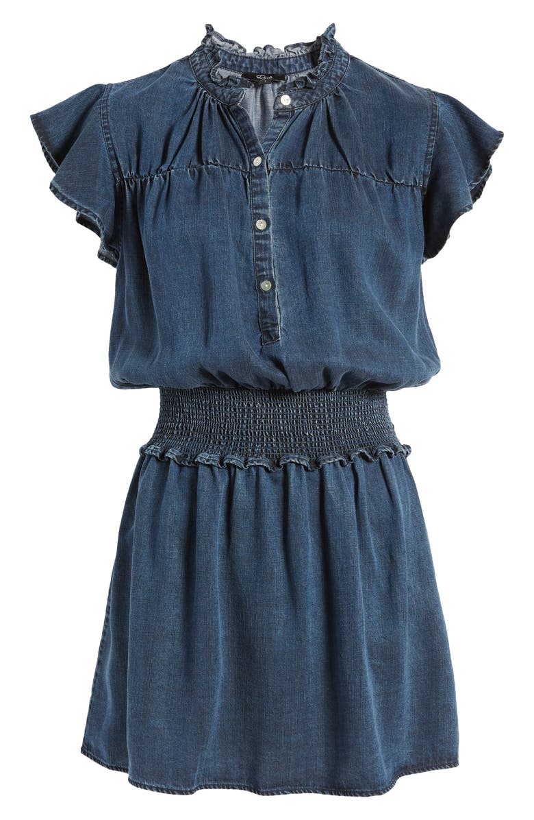 Rails Amina Vintage Wash Smocked Minidress, Alternate, color, Dark Vintage