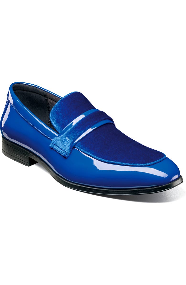 Stacy Adams Spratley Patent & Velour Loafer, Main, color, Royal Blue