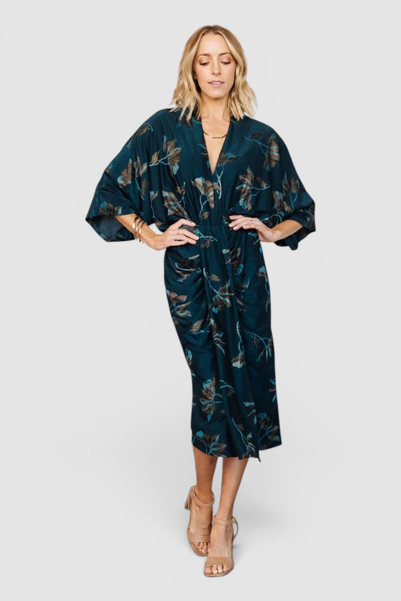 Shaneen Ruched Midi Dress, Main, color, Blue