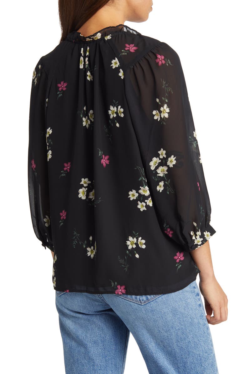 Vince Camuto Floral Split Neck Peasant Blouse, Alternate, color, 