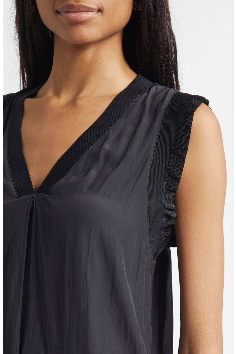 Zandra Ruffle Trim Sleeveless Top, Alternate, color, BLACK