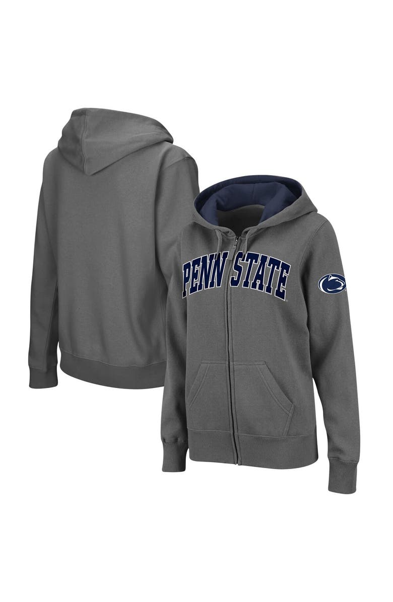 COLOSSEUM Women's Colosseum  Charcoal Penn State Nittany Lions Arched Name Full-Zip Hoodie, Main, color, Charcoal