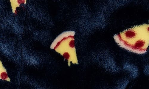 Petit Lem Kids' Pizza Print Hooded Fleece Robe In Black