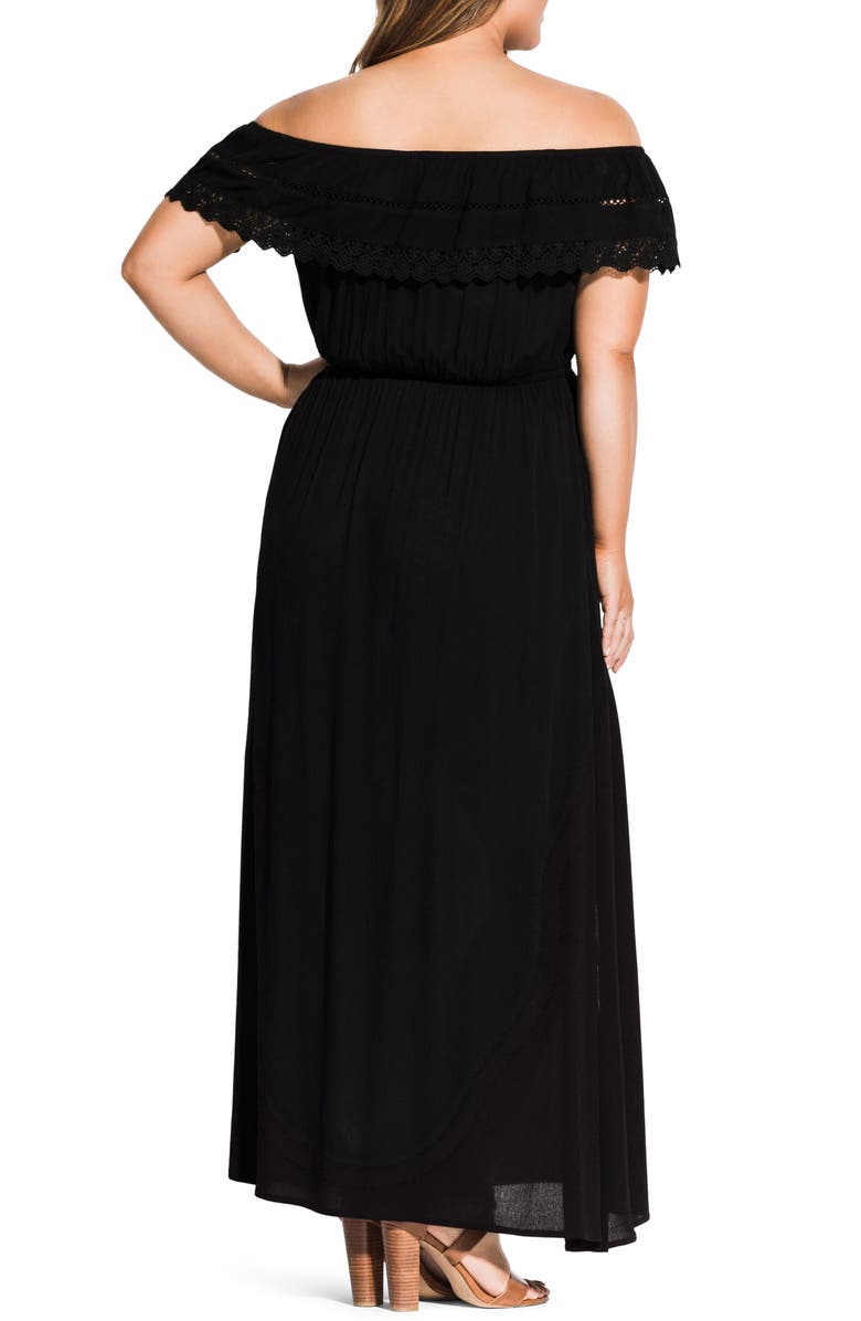 City Chic Tropicana Off the Shoulder Maxi Dress, Alternate, color,