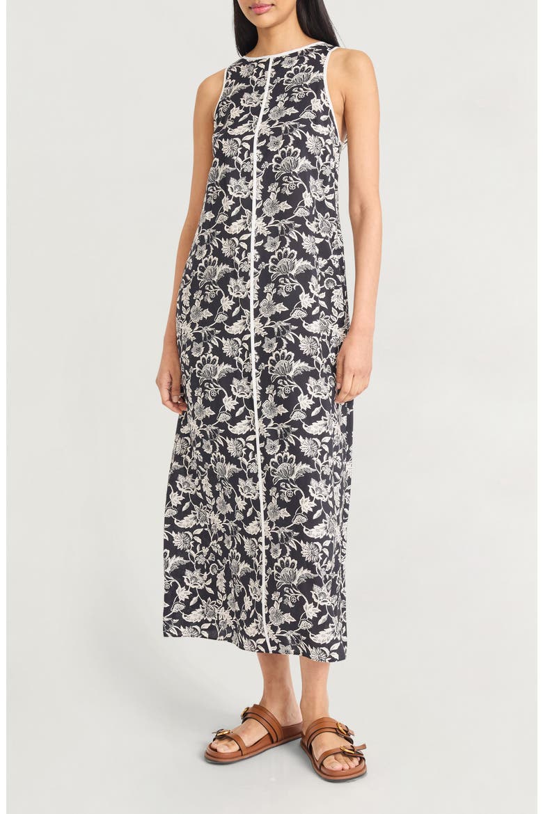 Contrast Piping Sleeveless Maxi Dress, Main, color, BLACK/ IVORY