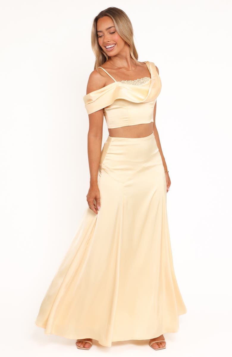 Petal & Pup Marylin Cold Shoulder Crop Top & Maxi Skirt, Alternate, color, Butter Yellow