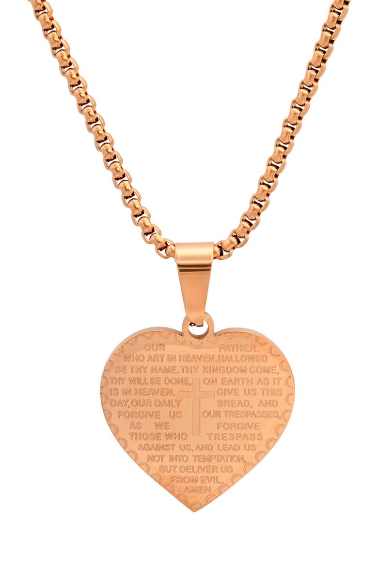 Stainless Steel Prayer Pendant Necklace, Alternate, color, ROSE