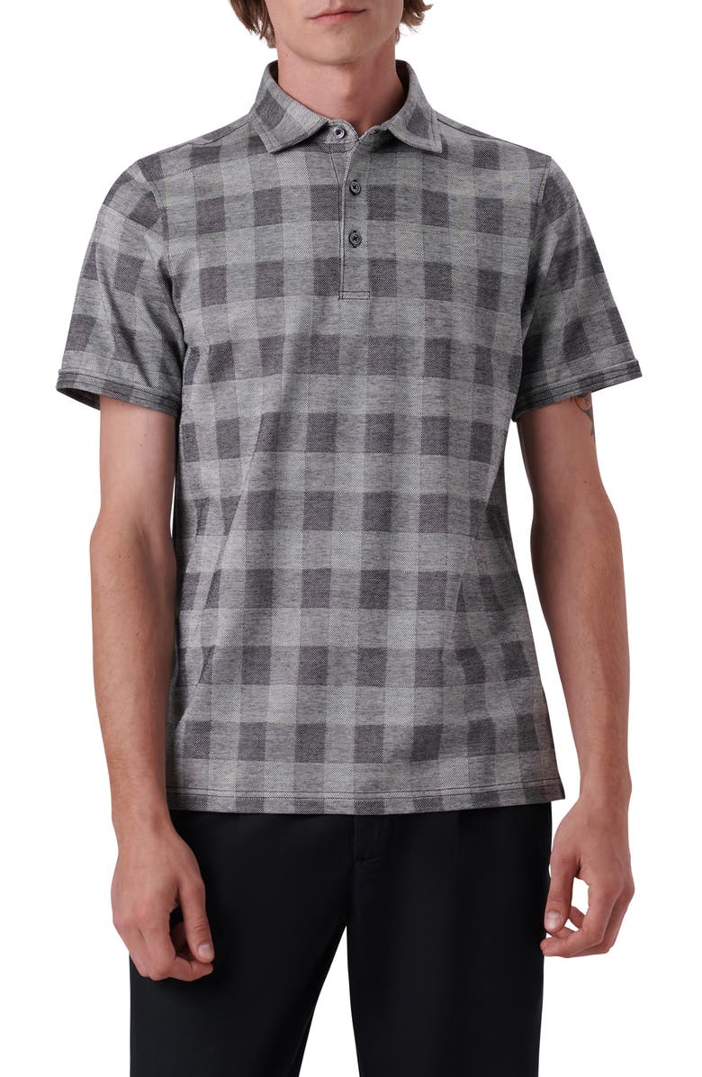 Bugatchi Plaid Short Sleeve Cotton Polo, Main, color, 