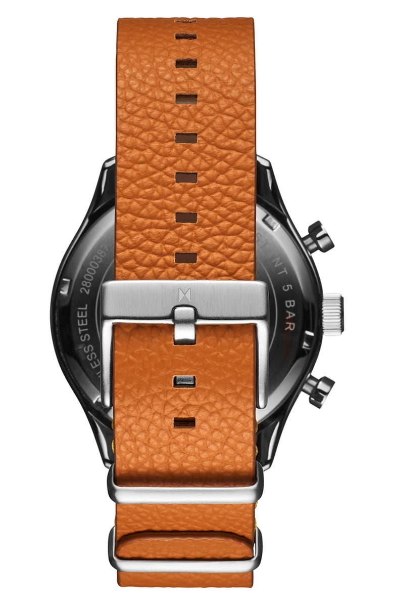 MVMT Airhawk Leather Chronograph Strap Watch, 42mm, Alternate, color, Tan