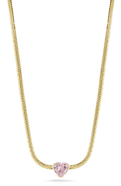 Cubic Zirconia Heart Snake Chain Necklace