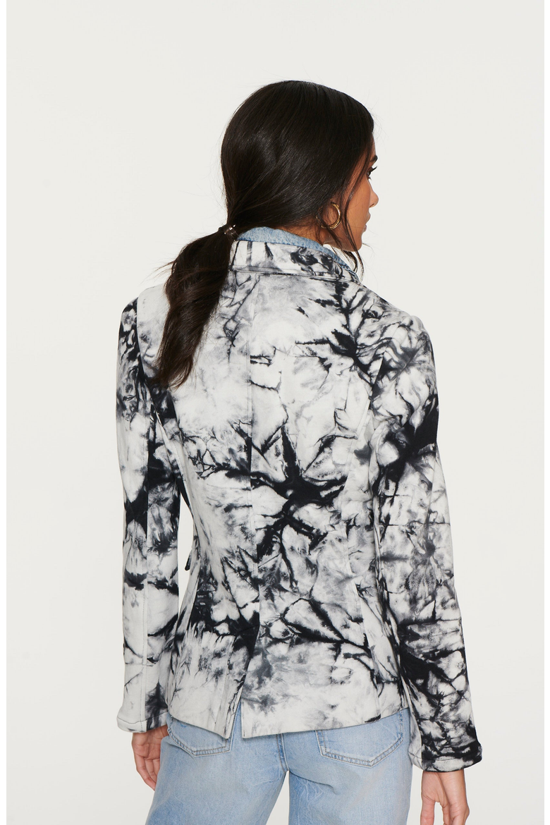 Helen Tie Dye Blazer with Removable Denim Insert, Alternate, color, Black / White Tie Dye