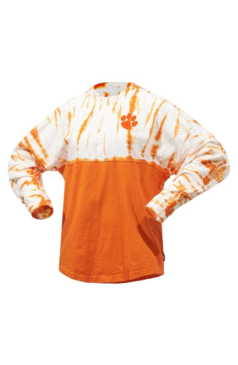 SPIRIT JERSEY Women's Orange Clemson Tigers Tie-Dye Long Sleeve Jersey T-Shirt, Alternate, color, Orange