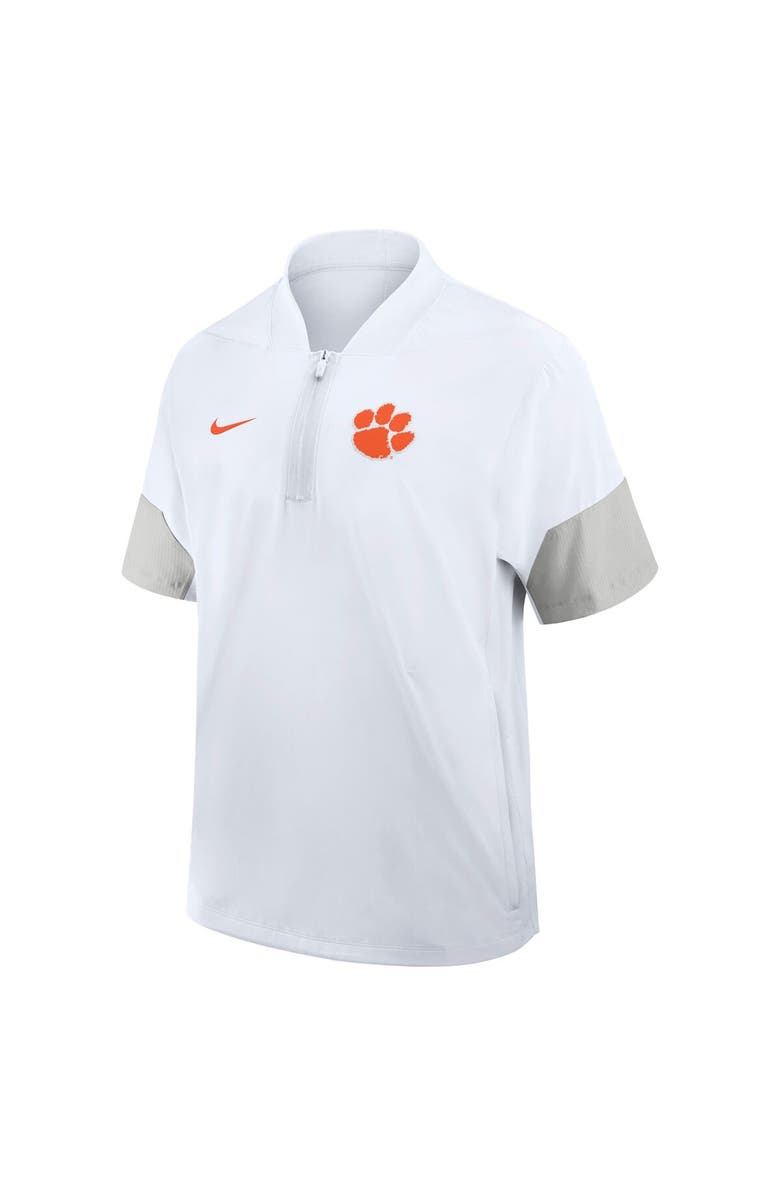Nike Men's Nike White Clemson Tigers 2025 Sideline Short Sleeve Quarter-Zip Coach Jacket, Alternate, color, White