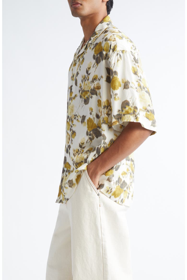 Floral Print Camp Shirt, Alternate, color, ANIS/ IVOIRE