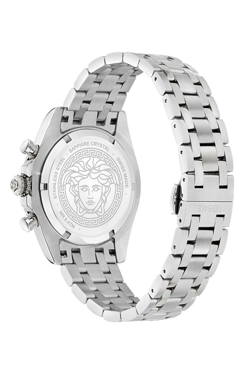 Versace Fornax Chronograph Bracelet Watch, 43mm, Alternate, color, Stainless Steel