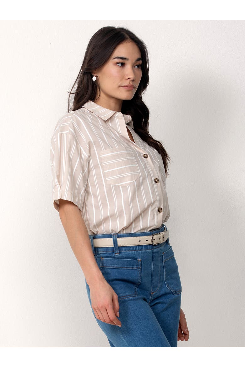 Cotton Button Up Shirt, Alternate, color, Khaki Sand