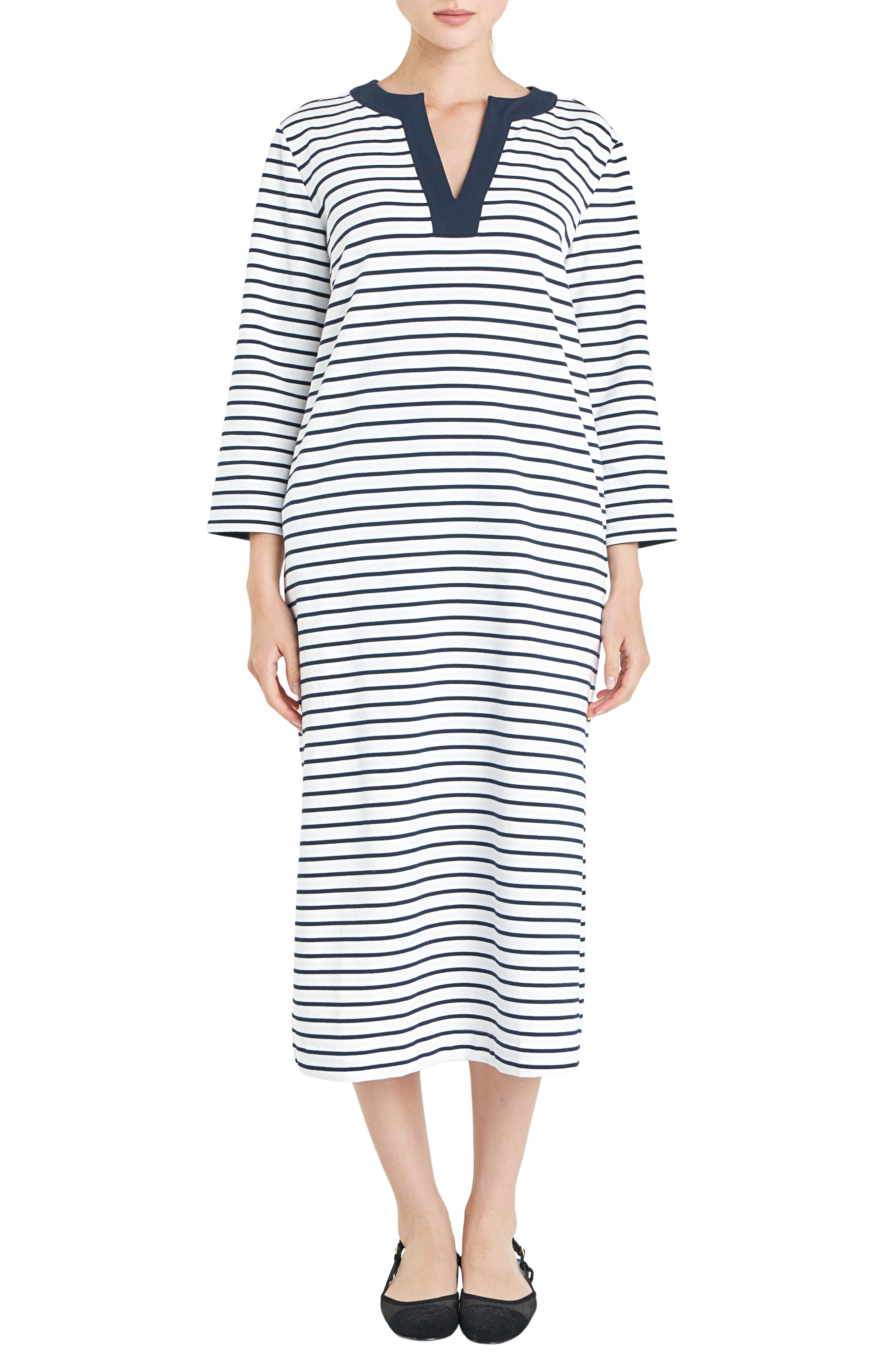 Stripe Cotton Jersey Shift Dress