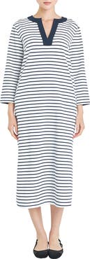 English Factory Stripe Cotton Jersey Shift Dress