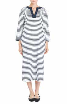 Stripe Cotton Jersey Shift Dress