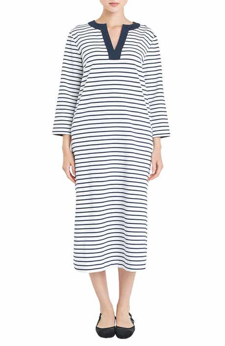 Stripe Cotton Jersey Shift Dress
