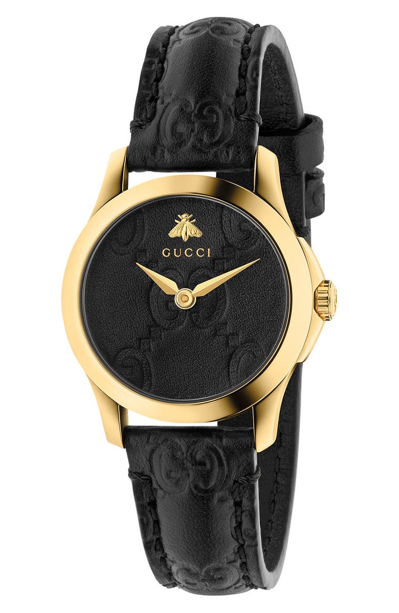 Gucci G-Timeless Leather Strap Watch, 27mm, Main, color, 