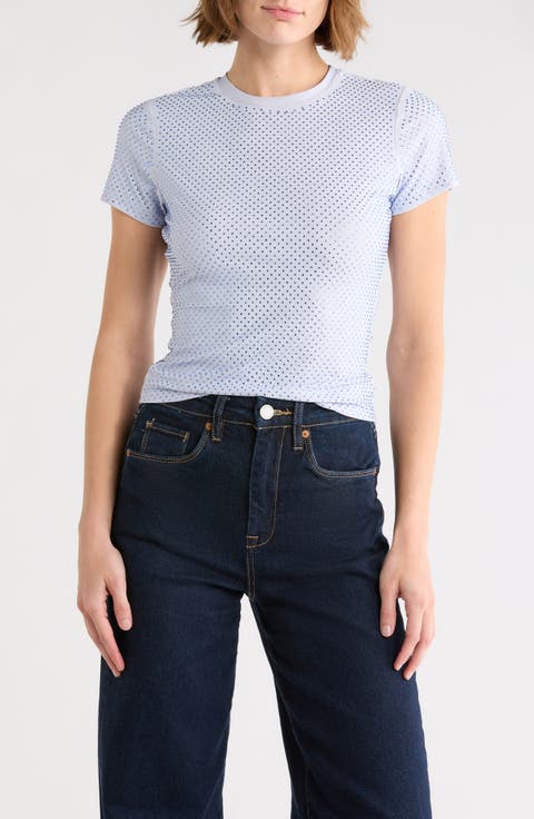 Crystal Embellished Crop T-Shirt